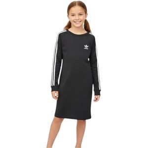 Adidas Size S Girls Black Shirt Dress with White Stripes
